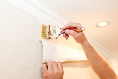 Pose de papier peint à la Combe-de-Lancey — revêtements muraux et toiles de verre